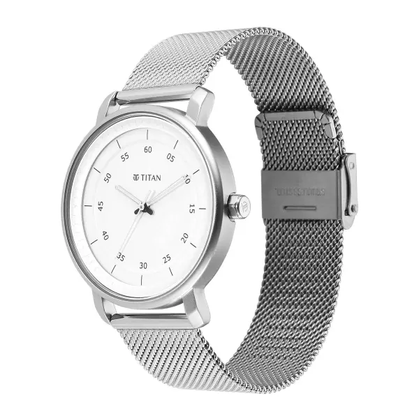Titan Workwear Quartz Analog Silver Dial Stainless Steel Strap Watch for Men - Image 3