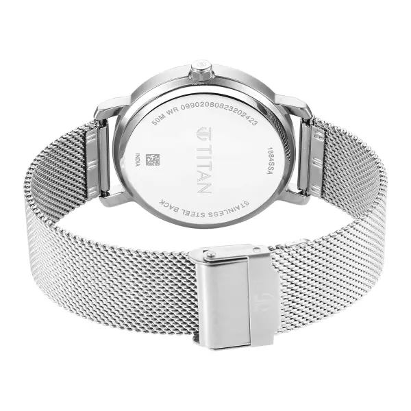 Titan Workwear Quartz Analog Silver Dial Stainless Steel Strap Watch for Men - Image 5