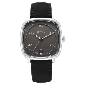 Titan Neo Curve Quartz Analog Anthracite Dial Black Leather Strap Watch for Men