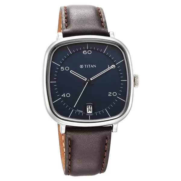 Titan Neo Curve Quartz Analog Anthracite Dial Brown Leather Strap Watch for Men - Image 2