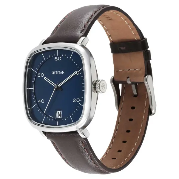 Titan Neo Curve Quartz Analog Anthracite Dial Brown Leather Strap Watch for Men - Image 3
