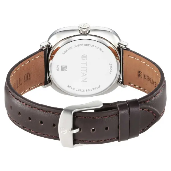 Titan Neo Curve Quartz Analog Anthracite Dial Brown Leather Strap Watch for Men - Image 5