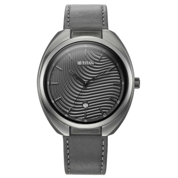 Titan Quartz Analog Anthracite Dial Leather Strap Watch for Men - Image 2