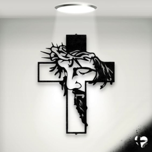Jesus Cross 3D Wooden Wall Art Home Office Decor In Black 2 FT