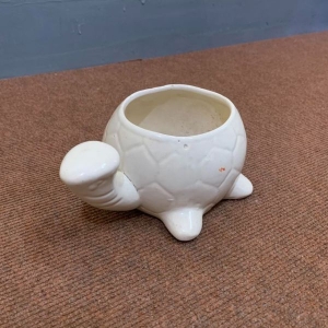 5 Inch Ceramic White Turtle Shape Flower Pot For Indoor Outdoor