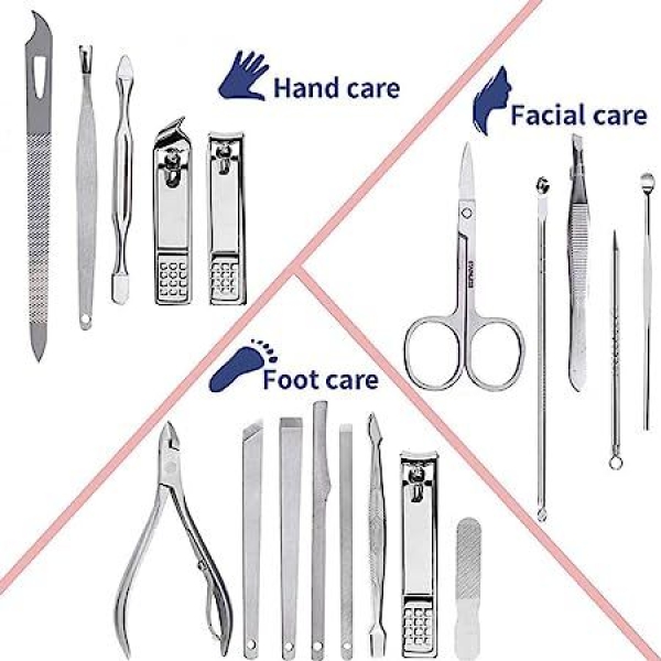 19Pcs/Set Manicure Set Nails Tool Kit Accessories For Nails Pedicure Kit Manicure Set With Luxurious Travel Case - Image 3