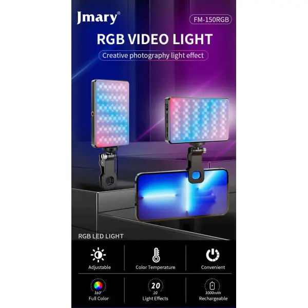 Jmary FM 150RGB Video RGB Camera Mobile Fill Light - Image 3