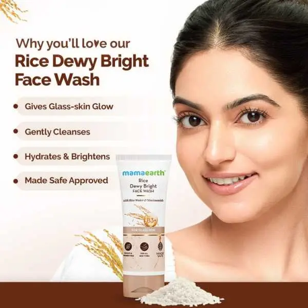 mamaearth Rice Face Wash With Rice Water & Niacinamide for Glass Skin - 100 ml - Image 3