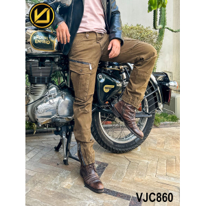 VIRJEANS (VJC860) Stretchable Cargo Multi Pocket Box Zipper Joggers Pant For Men-Brown