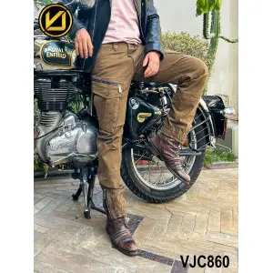 VIRJEANS (VJC860) Stretchable Cargo Multi Pocket Box Zipper Joggers Pant For Men-Brown