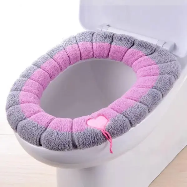 Warm Toilet Seat Cover Mat Bathroom Toilet Pad Cushion with Handle Thicker Soft Washable - Toilet Sheet Cover | - Image 3