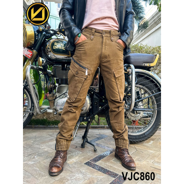 VIRJEANS (VJC860) Stretchable Cargo Multi Pocket Box Zipper Joggers Pant For Men-Brown - Image 4