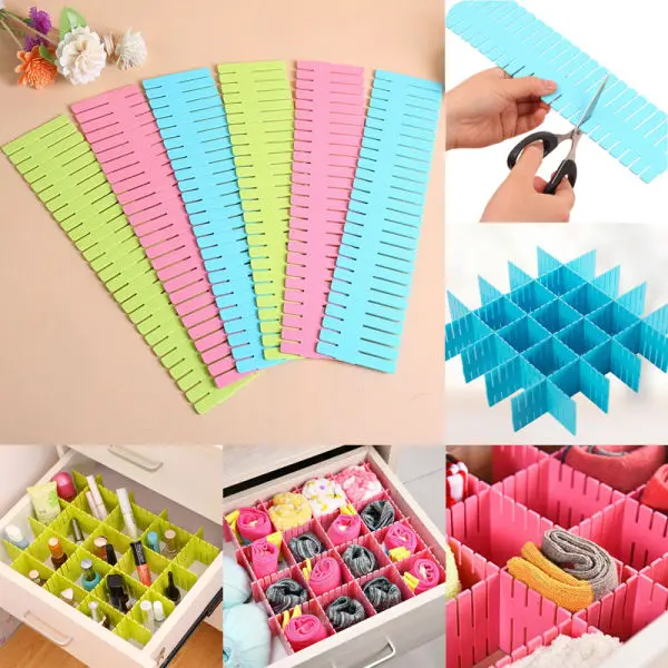 4Pcs Adjustable Plastic Drawer Divider Organizers Expandable Drawer Cabinet Drawer Separator Divider Grid Household - Image 4