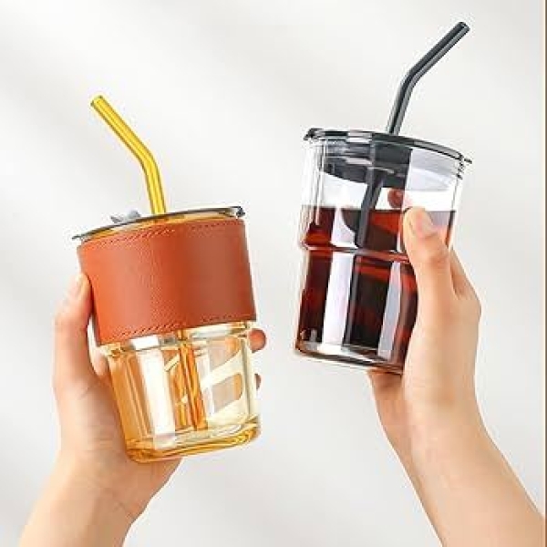 Glass Cup with Straw - Image 2