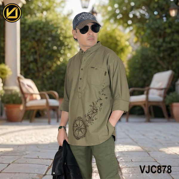 VIRJEANS (VJC878) Linen Stretchable Shirt For Men-All Colors - Image 3