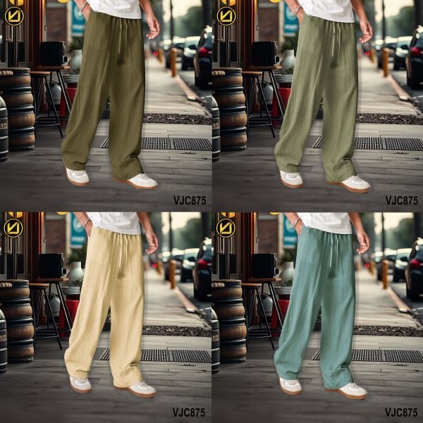 VIRJEANS (VJC875D) Stretchable Linen Summer Trouser For Men-Skin - Image 3