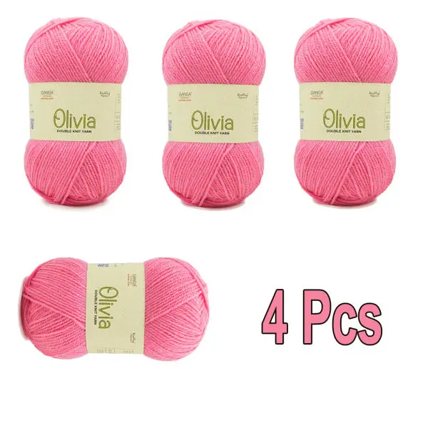 4 Pcs Rose Pink Olv038 Ganga Oliva Knitting Yarn