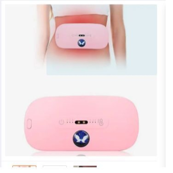 NepLiving Women Abdominal Heated Waist Belt Home Hotel Portable Multiple Modes Belly Vibration Heating Massager Rechargeable Waistband Pink - Image 3