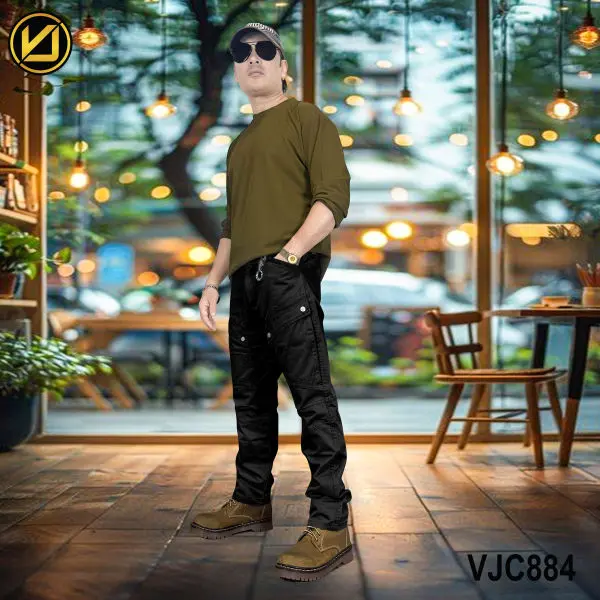 VIRJEANS (VJC884) Front Cargo Box Pant For Men- Black - Image 3