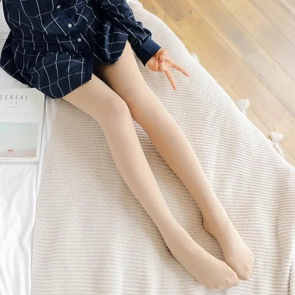 Pack of 2 Combo Stocking Inside Fleece - Black and Skin