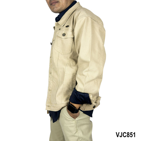 VIRJEANS (VJC851) Stretchable Cotton Jacket For Men-Khaki - Image 3
