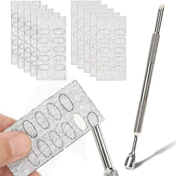 Cuticle Pusher + Nail Art Pre Polishing Sand Paper Set - Image 2