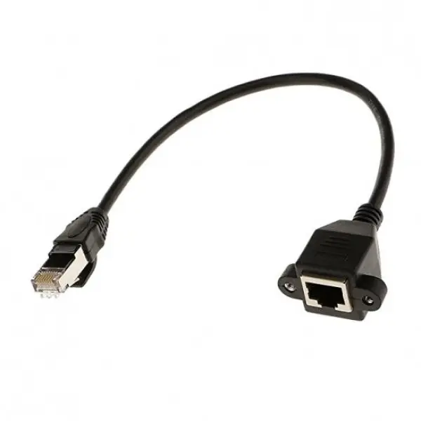 1FT RJ45 Male to Female Screw Panel Mount Ethernet LAN Network Extension Cable - Image 2