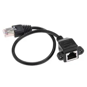 1FT RJ45 Male to Female Screw Panel Mount Ethernet LAN Network Extension Cable