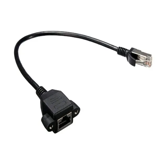 1FT RJ45 Male to Female Screw Panel Mount Ethernet LAN Network Extension Cable - Image 3