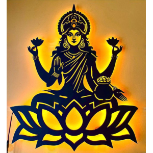 1Ft Shree Laxmi Led Aesthetic Decor Art Wooden Wall Decor