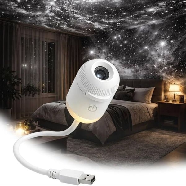 2-in-1 Mini Star Projector Night Light USB Portable Starry Sky Ambient Lamp for Bedroom Sleep & Decoration Night Light - Image 4