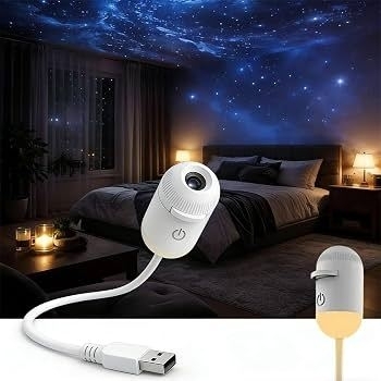 2-in-1 Mini Star Projector Night Light USB Portable Starry Sky Ambient Lamp for Bedroom Sleep & Decoration Night Light