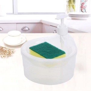 2 In 1 Dish Washing Sponge Holder Liquid Soap Pump Dispenser