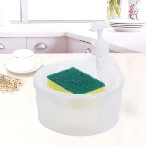 2 In 1 Dish Washing Sponge Holder Liquid Soap Pump Dispenser