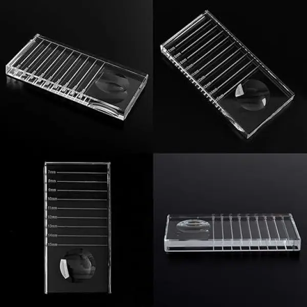 2-In-1 Eyelash Extension Crystal Pallet, Glass False Lashes Stand Tray, Strip Tile Holder For Lashes Adhesive Glue - Image 3