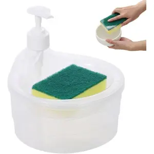 2 in 1 Soap Dispenser for Kitchen & Bathroom with Pump and Sponge, Kitchen Liquid Dispenser, Dishwash, Cleaning Soap Dispenser