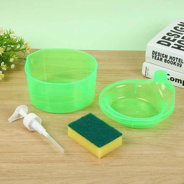 2 in 1 Soap Dispenser for Kitchen & Bathroom with Pump and Sponge, Kitchen Liquid Dispenser, Dishwash, Cleaning Soap Dispenser - Image 3