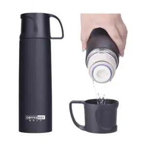 2 in 1 Thermos And Cup Coffee Bottle