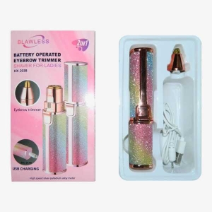 2 In 1 USB Rechargeable Operated Eyebrow and Facial Trimmer with light Hair Remover for Women