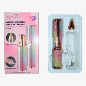 2 In 1 USB Rechargeable Operated Eyebrow and Facial Trimmer with light Hair Remover for Women