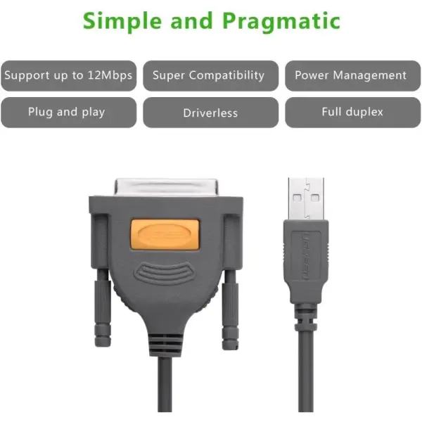 2 Mtr USB 2.0 A To DB25 Female Parallel Print Cable - Image 2