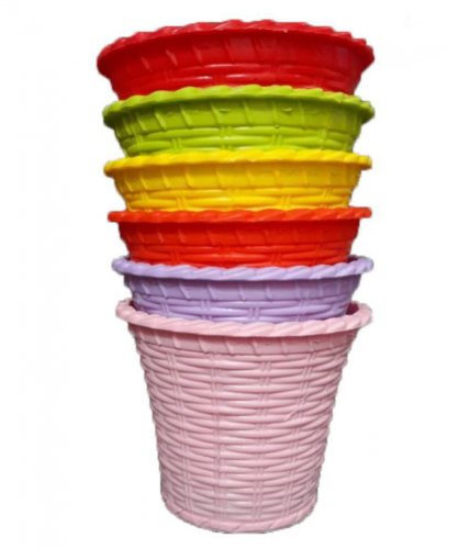 2 Pcs 6 Inch Shinning Plastic Round Flower pot / Planter For Indoor Outdoor Garden ( Multicolored )