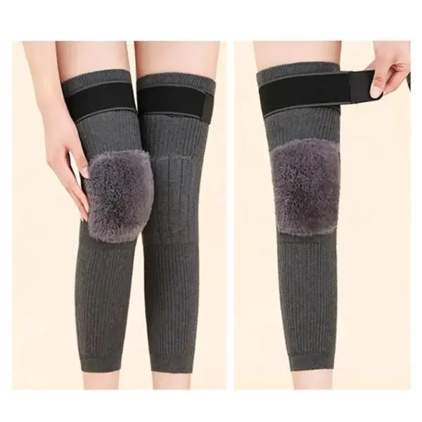 2 PCS Non-Slip Cashmere Wool Knee Pads Brace Leg Warmer with Strap Adjustable for Men & Women - Image 3