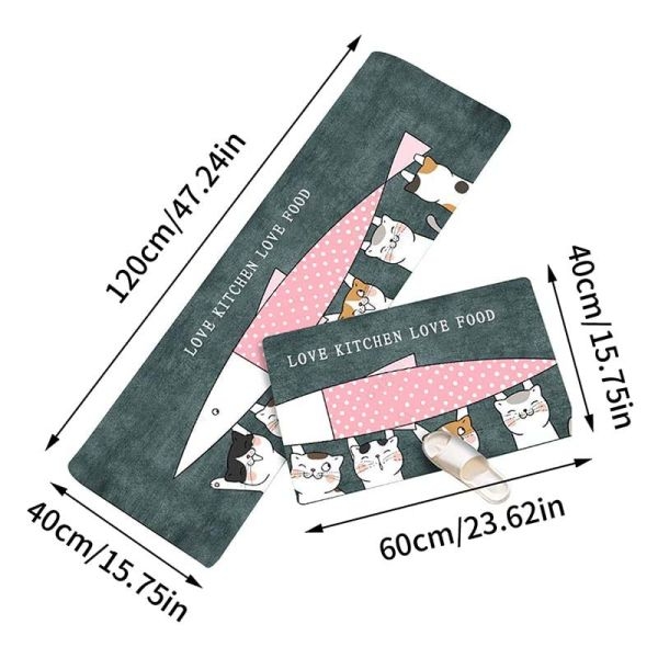 2-Piece Elegant Kitchen Mat Set -Non-Slip, Absorbent, Easy-Clean Comfort (120x40cm & 60x40cm) - Image 4