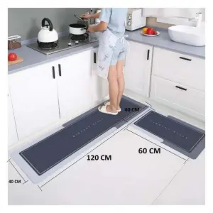 2-Piece Elegant Kitchen Mat Set -Non-Slip, Absorbent, Easy-Clean Comfort (120x40cm & 60x40cm)