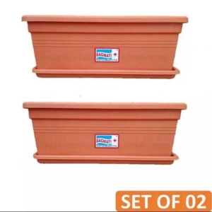 2 Sets Of Rectangular Plastic Gamala With Tray - Large Size