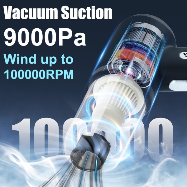 Electric Cordless 2 Speeds Adjustable Car Vacuum Cleaner (9000Pa) - Image 4