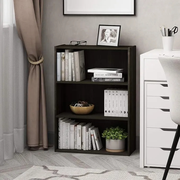 2 Tier and 3-Tier Simple Multipurpose Open Rack For Storage at Home and Office, Large Space with Multiple Compartment Book Shelf in Black - Image 4