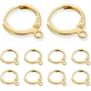 20-Piece Gold-Tone Open Circle HuggiesEar Hooks for DIY Jewelry Making and Earrings Crafts