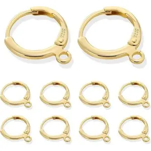 20-Piece Gold-Tone Open Circle HuggiesEar Hooks for DIY Jewelry Making and Earrings Crafts
